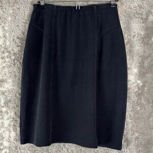 St Michael Size 8 Vintage Cotton Blend Pencil Knee Length Skirt Black Women